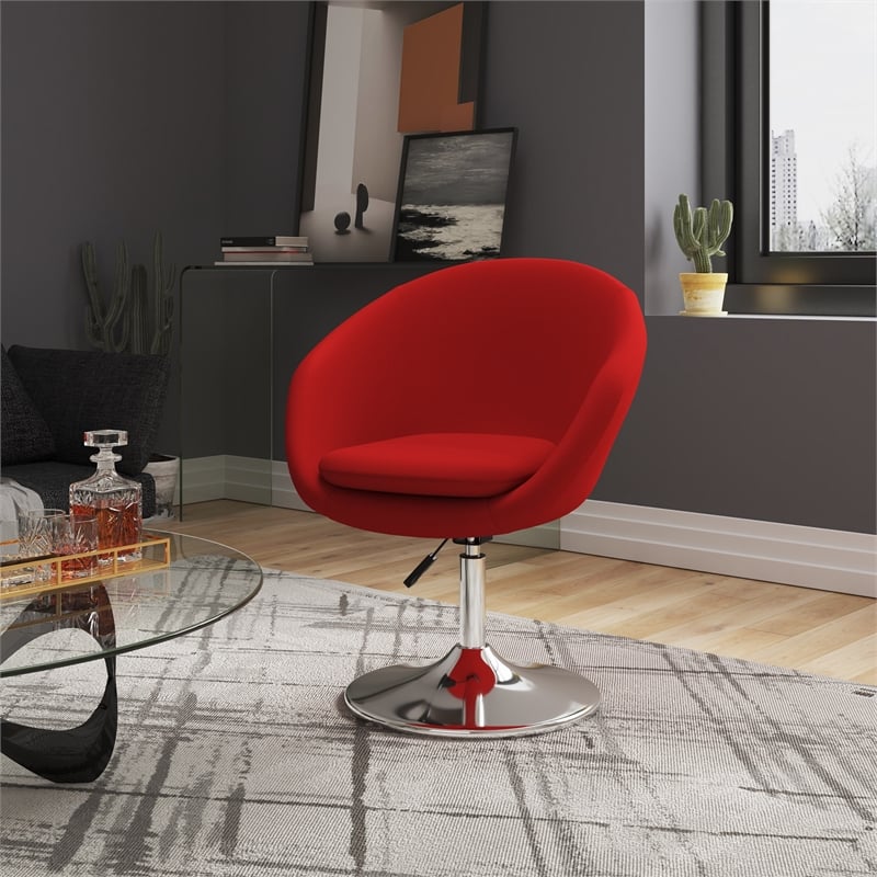 Manhattan Comfort Hopper Fabric Adjustable Height Accent Chair in Red (2 Pc)
