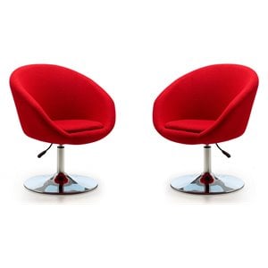 Manhattan Comfort Hopper Fabric Adjustable Height Accent Chair in Red (2 Pc)