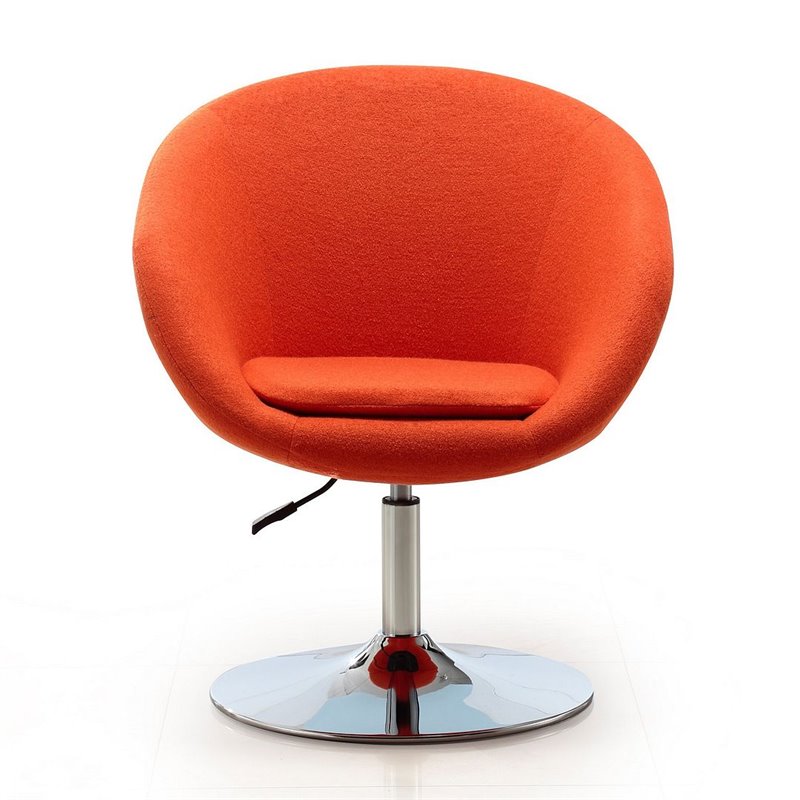 Manhattan Comfort Hopper Fabric Adjustable Height Accent Chair in Orange (2 Pc)