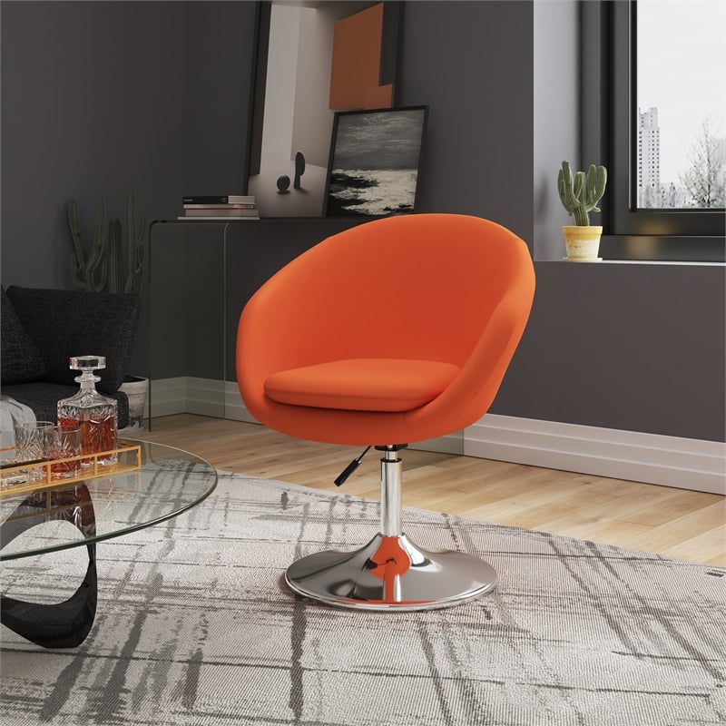 Manhattan Comfort Hopper Fabric Adjustable Height Accent Chair in Orange (2 Pc)