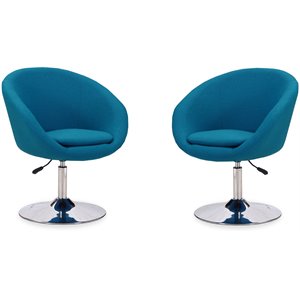 Manhattan Comfort Hopper Fabric Adjustable Height Accent Chair in Blue (2 Pc)