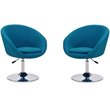 Manhattan Comfort Hopper Fabric Adjustable Height Accent Chair in Blue (2 Pc)