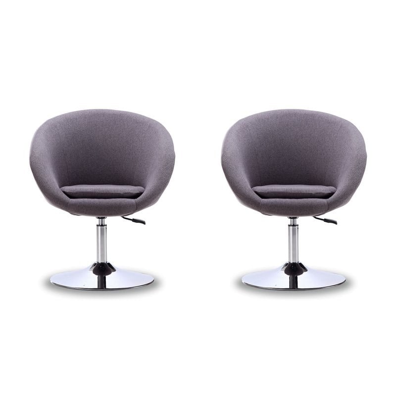 Manhattan Comfort Hopper Fabric Adjustable Height Accent Chair in Gray(2 Pc)