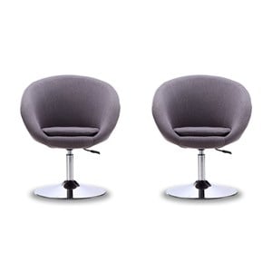 Manhattan Comfort Hopper Fabric Adjustable Height Accent Chair in Gray(2 Pc)