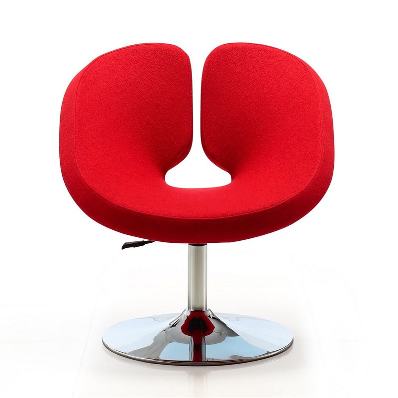 Manhattan Comfort Perch Fabric Adjustable Height Accent Chair in Red (Set of 2)