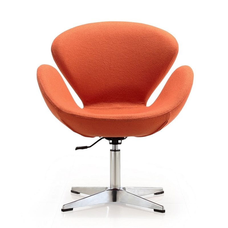 Manhattan Comfort Raspberry Fabric Accent Chair in Orange (Set of 2)