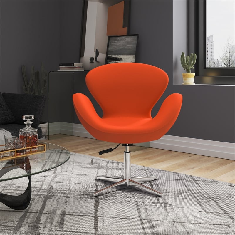 Manhattan Comfort Raspberry Fabric Accent Chair in Orange (Set of 2)