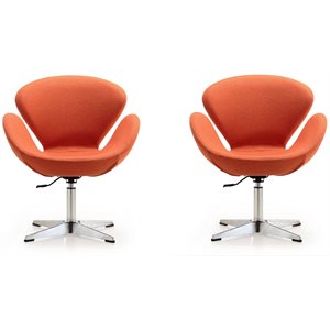 Manhattan Comfort Raspberry Fabric Accent Chair in Orange (Set of 2)