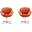 Manhattan Comfort Raspberry Fabric Accent Chair in Orange (Set of 2)