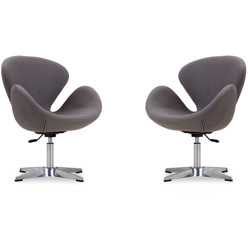 Manhattan Comfort Raspberry Fabric Accent Chair in Gray (Set of 2)