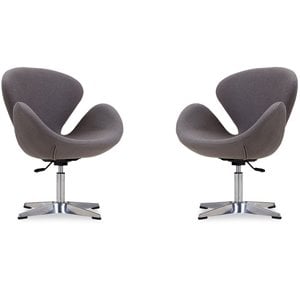 Manhattan Comfort Raspberry Fabric Accent Chair in Gray (Set of 2)