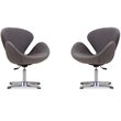 Manhattan Comfort Raspberry Fabric Accent Chair in Gray (Set of 2)