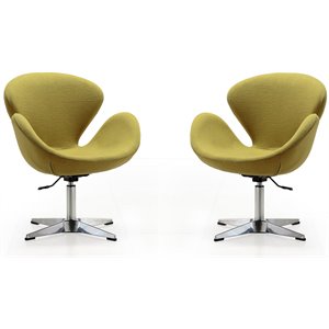 Manhattan Comfort Raspberry Fabric Accent Chair in Green (Set of 2)