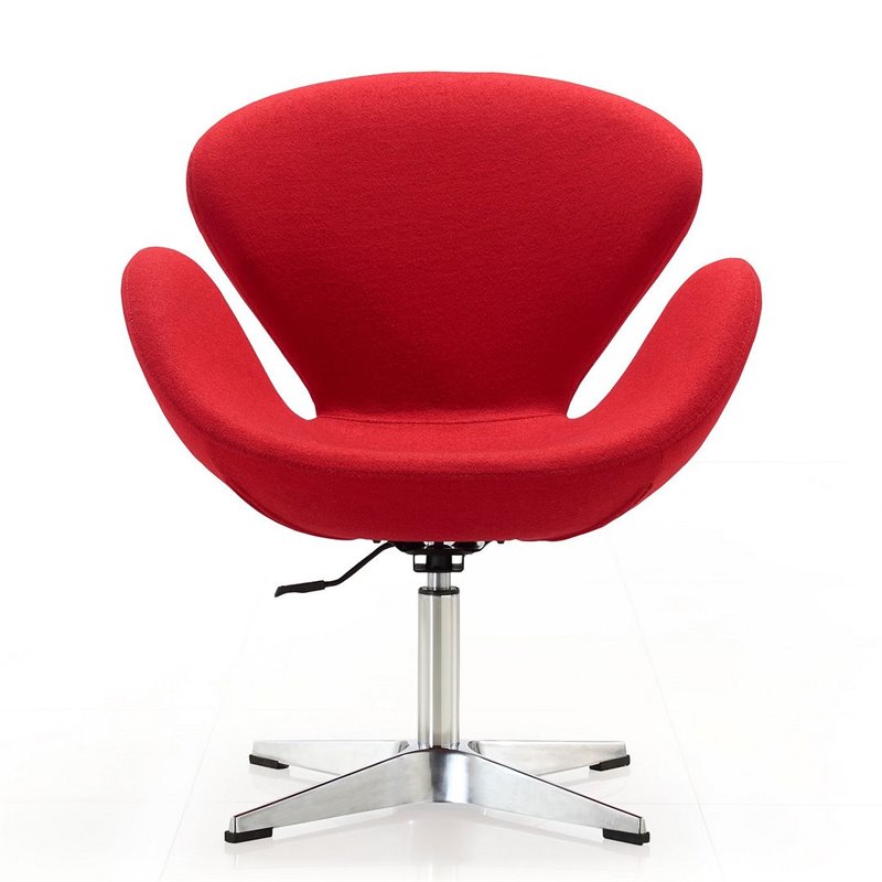 Manhattan Comfort Raspberry Fabric Accent Chair in Red (Set of 2)