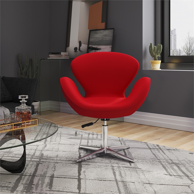 Manhattan Comfort Raspberry Fabric Accent Chair in Red (Set of 2)