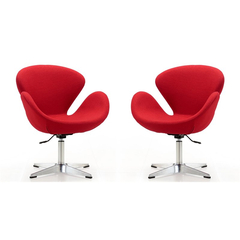 Manhattan Comfort Raspberry Fabric Accent Chair in Red (Set of 2)