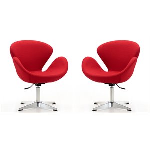 raspberry fabric 2 pc. modern adjustable height accent chair in red