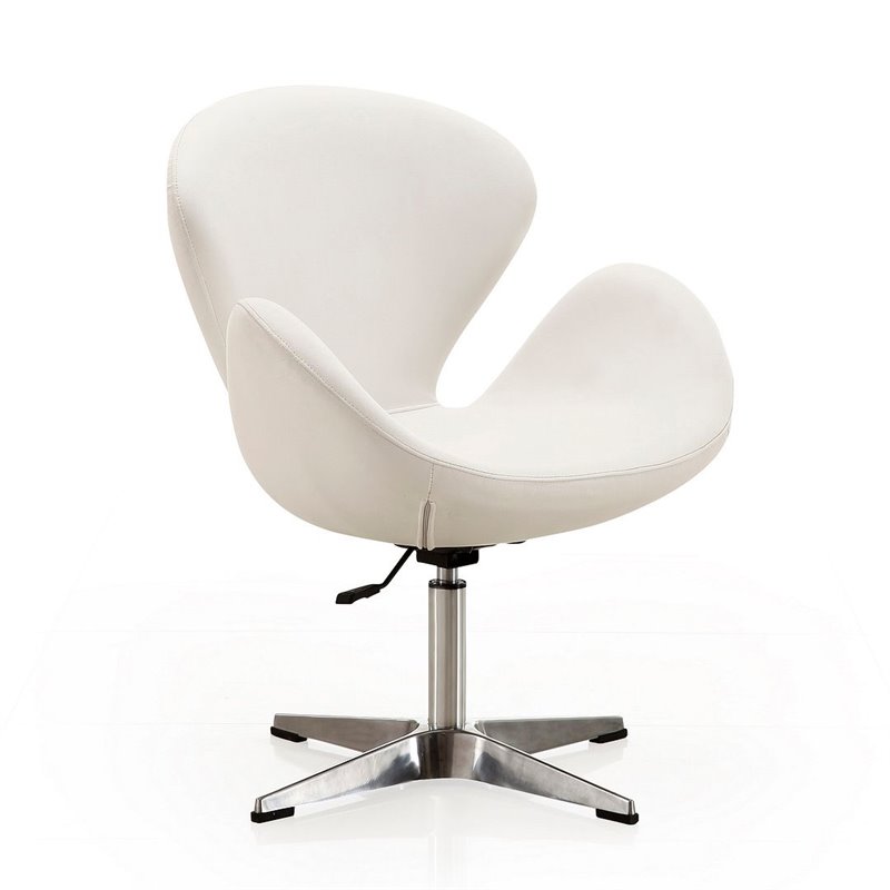 Manhattan Comfort Raspberry Faux Leather Accent Chair in White (Set of 2)