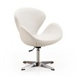 Manhattan Comfort Raspberry Faux Leather Accent Chair in White (Set of 2)