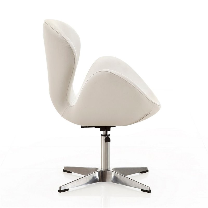 Manhattan Comfort Raspberry Faux Leather Accent Chair in White (Set of 2)