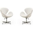 Manhattan Comfort Raspberry Faux Leather Accent Chair in White (Set of 2)