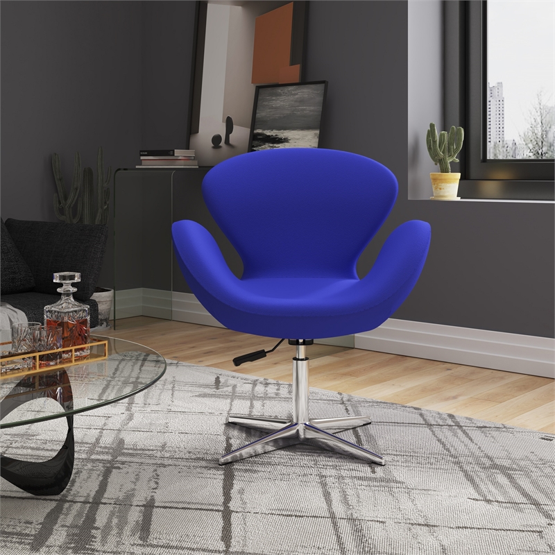 Manhattan Comfort Raspberry Fabric Accent Chair in Blue (Set of 2)