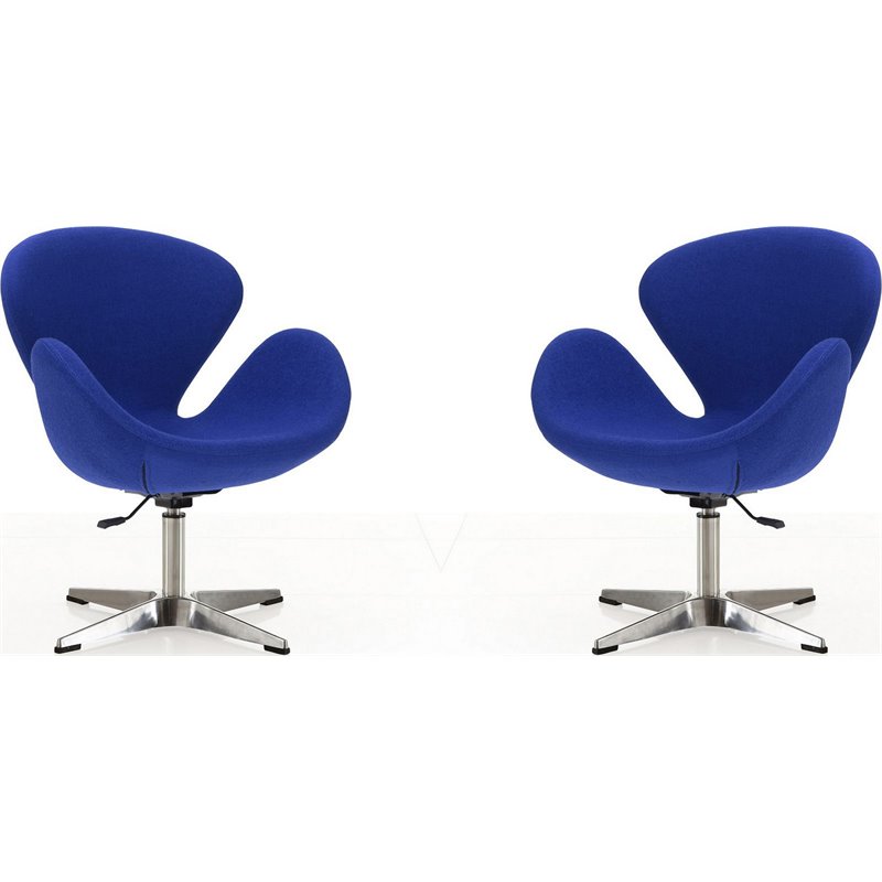 Manhattan Comfort Raspberry Fabric Accent Chair in Blue (Set of 2)