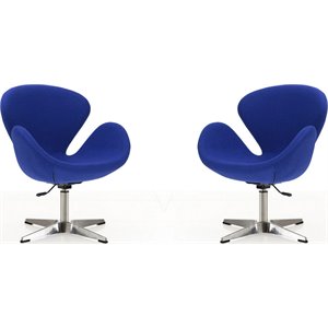 Manhattan Comfort Raspberry Fabric Accent Chair in Blue (Set of 2)