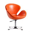 Manhattan Comfort Raspberry Faux Leather Accent Chair in Orange (Set of 2)