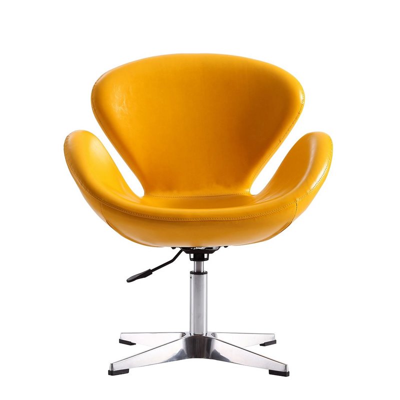 Manhattan Comfort Raspberry Faux Leather Accent Chair in Yellow (Set of 2)