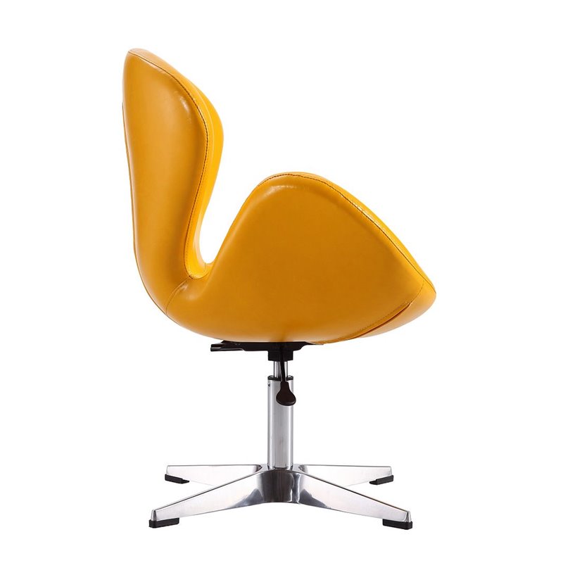 Manhattan Comfort Raspberry Faux Leather Accent Chair in Yellow (Set of 2)