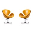 Manhattan Comfort Raspberry Faux Leather Accent Chair in Yellow (Set of 2)