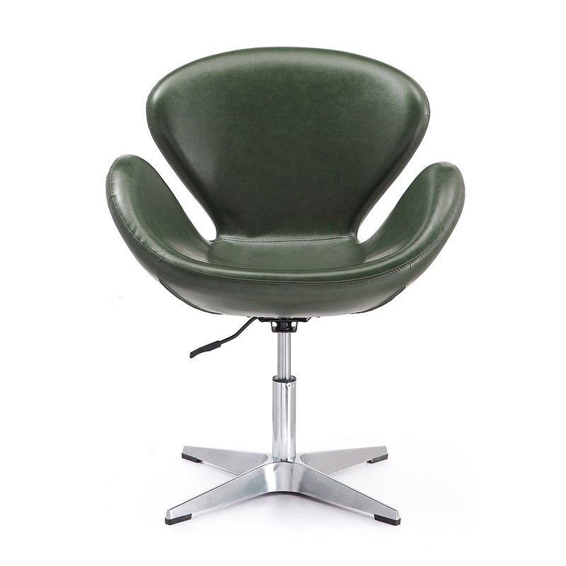 Manhattan Comfort Raspberry Faux Leather Accent Chair in Forest Green (Set of 2)
