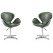Manhattan Comfort Raspberry Faux Leather Accent Chair in Forest Green (Set of 2)