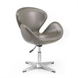 Manhattan Comfort Raspberry Faux Leather Accent Chair in Pebble (Set of 2)