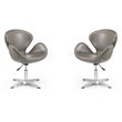 Manhattan Comfort Raspberry Faux Leather Accent Chair in Pebble (Set of 2)