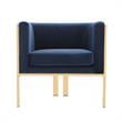 Manhattan Comfort Paramount Velvet Accent Armchair in Blue/Polished Brass