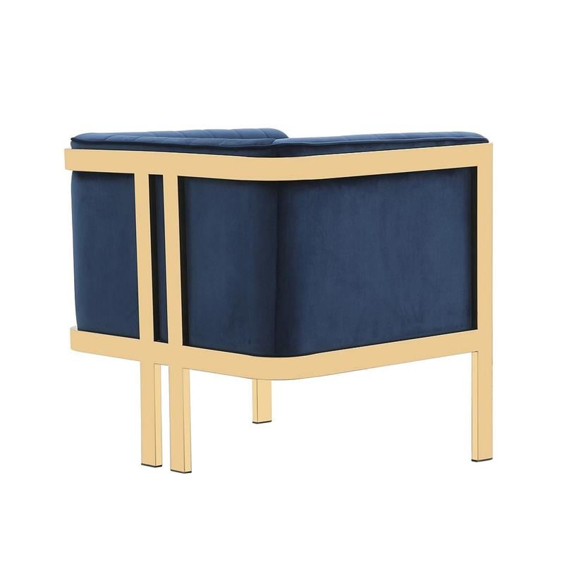 Manhattan Comfort Paramount Velvet Accent Armchair in Blue/Polished Brass
