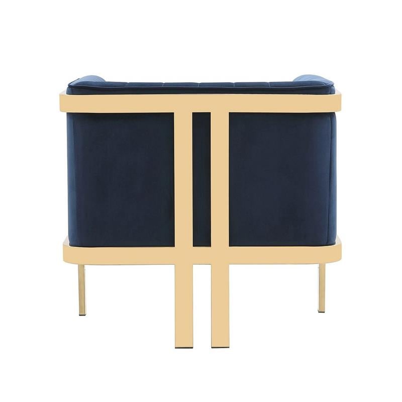 Manhattan Comfort Paramount Velvet Accent Armchair in Blue/Polished Brass