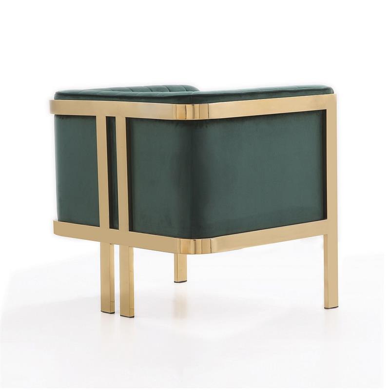 Manhattan Comfort Paramount Velvet Accent Armchair in Green/Polished Brass