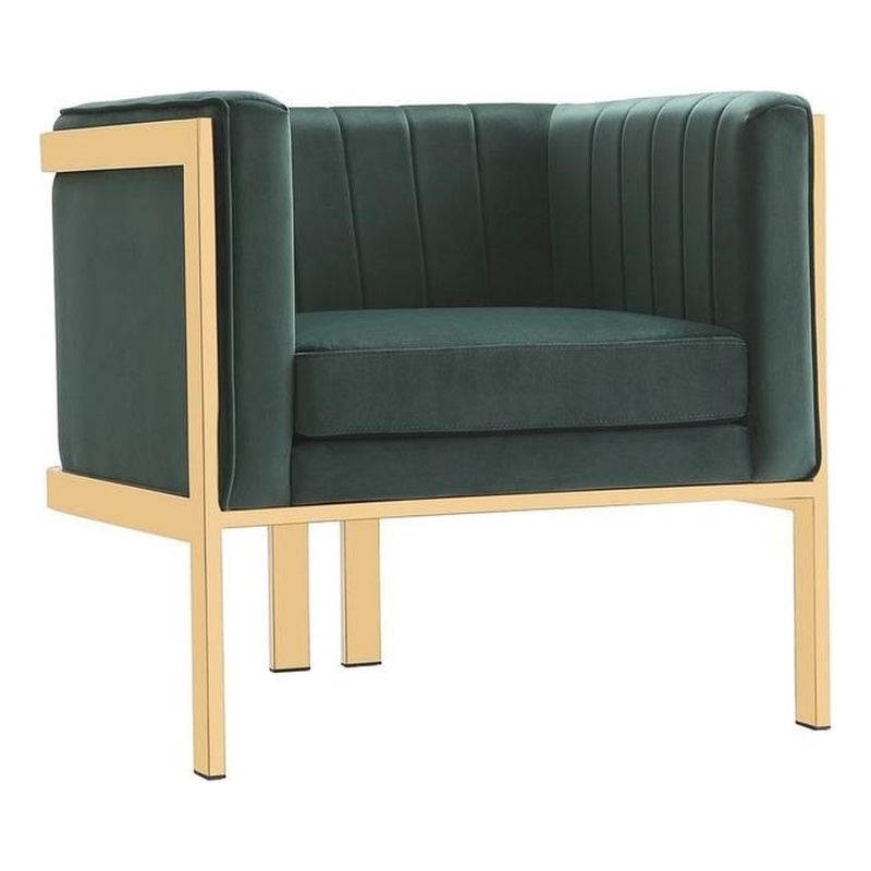 Manhattan Comfort Paramount Velvet Accent Armchair in Green/Polished Brass