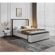 Manhattan Comfort Kingdom Faux Leather Full Size Bed Frame in Cream