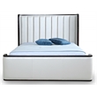Manhattan Comfort Kingdom Faux Leather Full Size Bed Frame in Cream