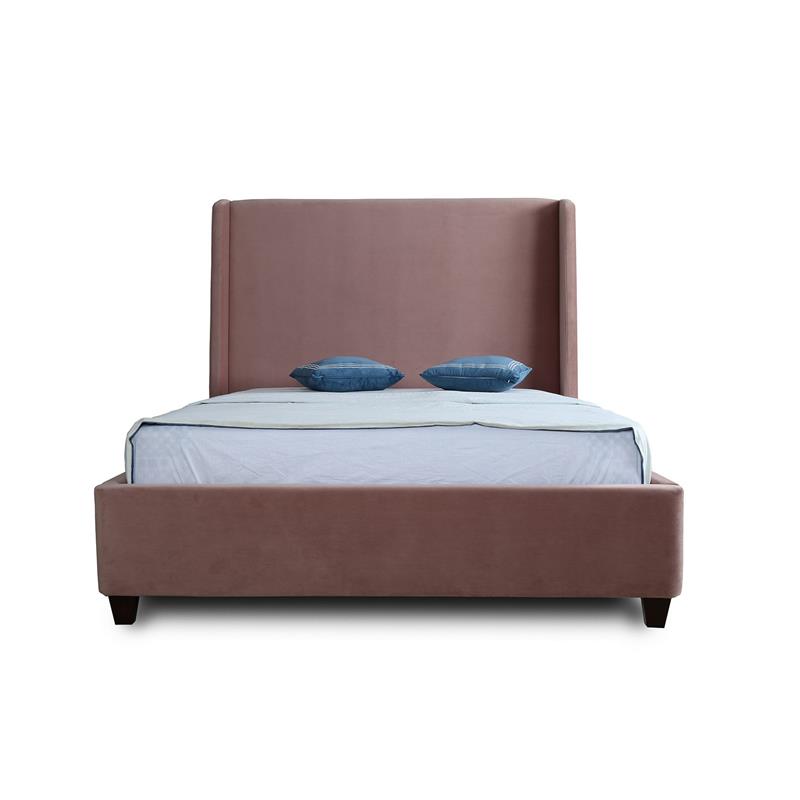 Manhattan Comfort Parlay Velvet Upholstered Full Size Bed Frame in Blush Pink