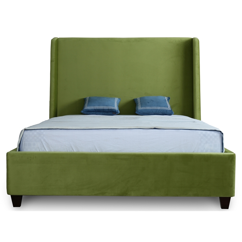 Manhattan Comfort Parlay Velvet Upholstered Full Size Bed Frame in Green