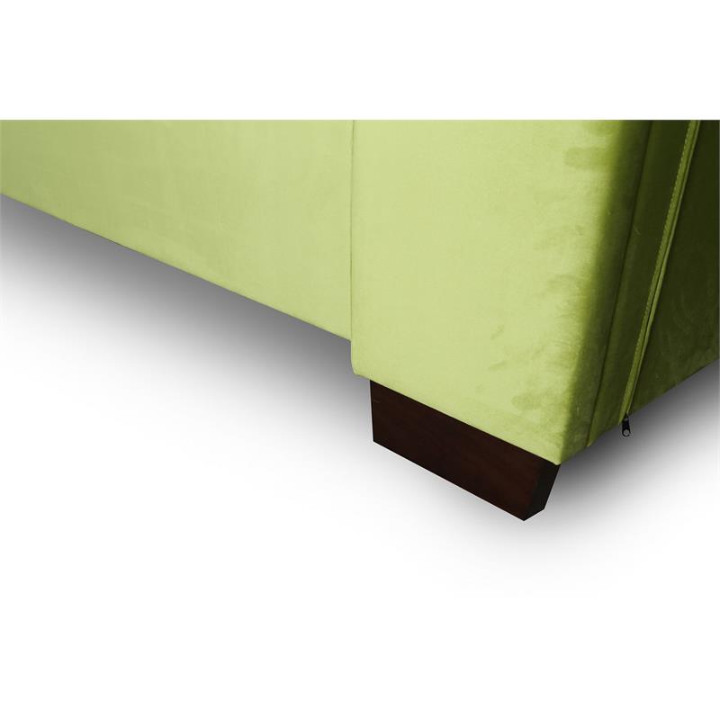 Manhattan Comfort Parlay Velvet Upholstered Full Size Bed Frame in Green
