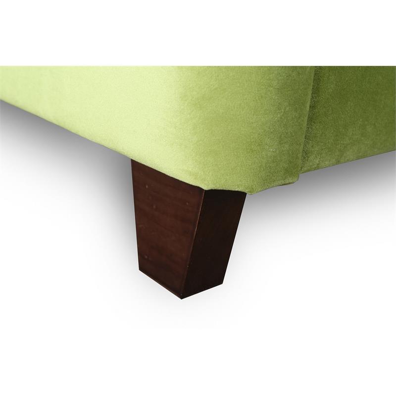 Manhattan Comfort Parlay Velvet Upholstered Full Size Bed Frame in Green