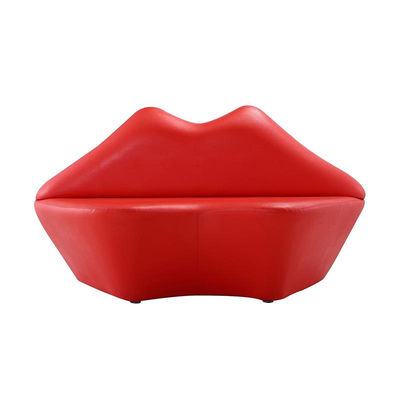 Manhattan Comfort Kiss Faux Leather 2-Seater Loveseat in Red