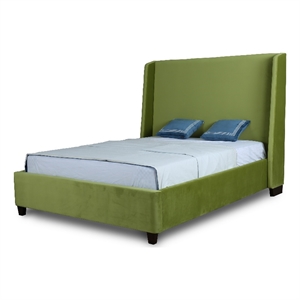manhattan comfort parlay velvet upholstered queen size bed frame in green