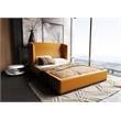 Manhattan Comfort Lenyx Faux Leather Full Size Bed Frame in Saddle Brown